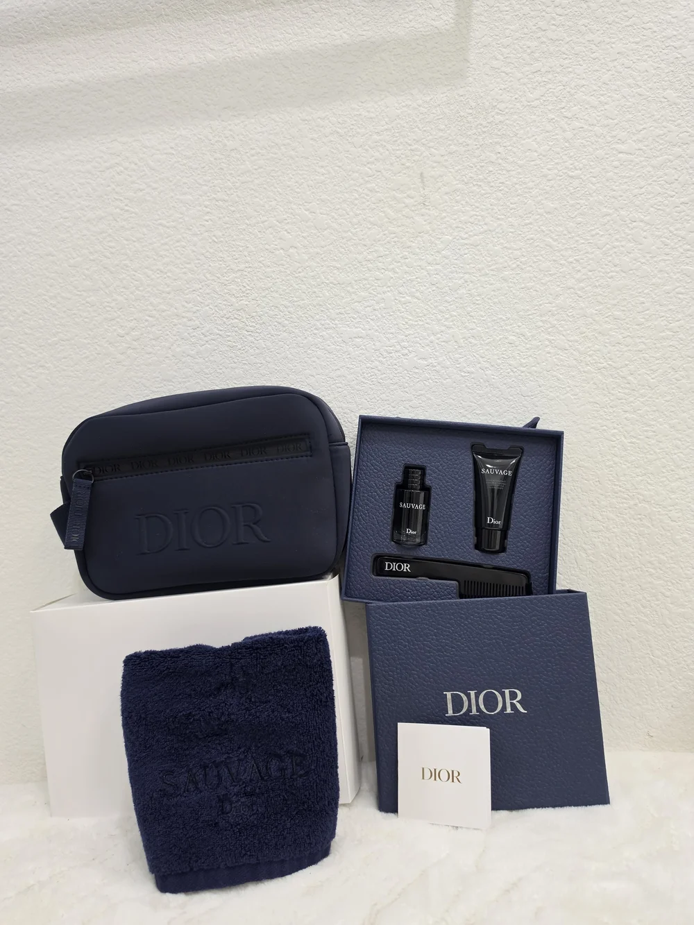 Dior Navy Men's Toiletry Travel Kit with Grooming Accessories